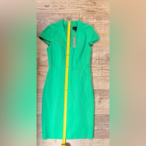 J Crew Dress Green Cap Sleeve V-Neck Sheath Size 6 - Picture 5 of 9